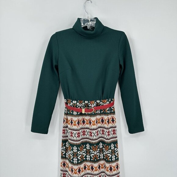 turtleneck geometric funky disco belt S M - Picture 4 of 11